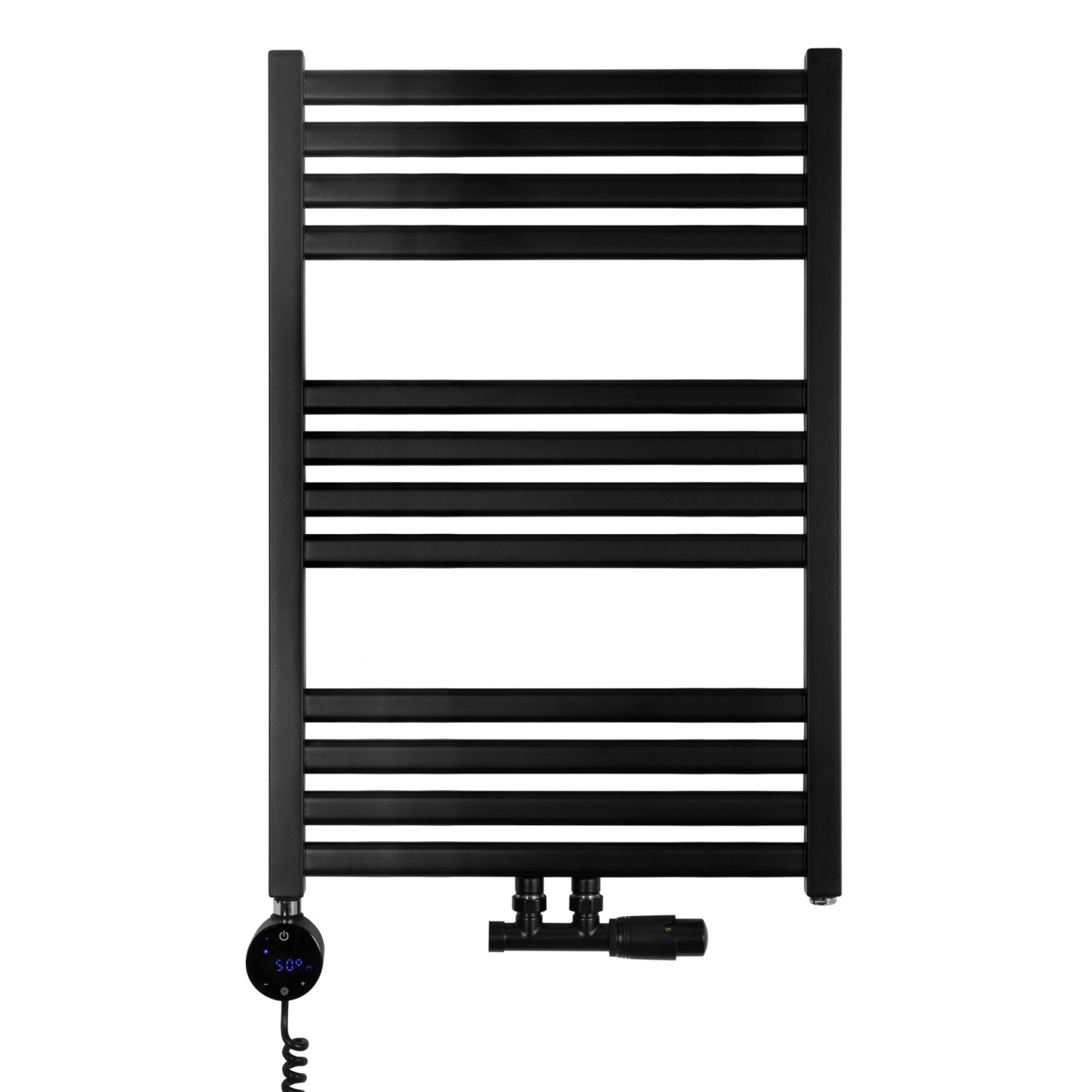 Grzejnik łazienkowy wodno-elektryczny Neso 735x500 czarny 300W