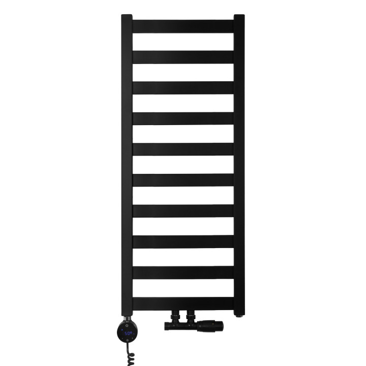 Grzejnik łazienkowy wodno-elektryczny Hati 972x400 czarny 300W
