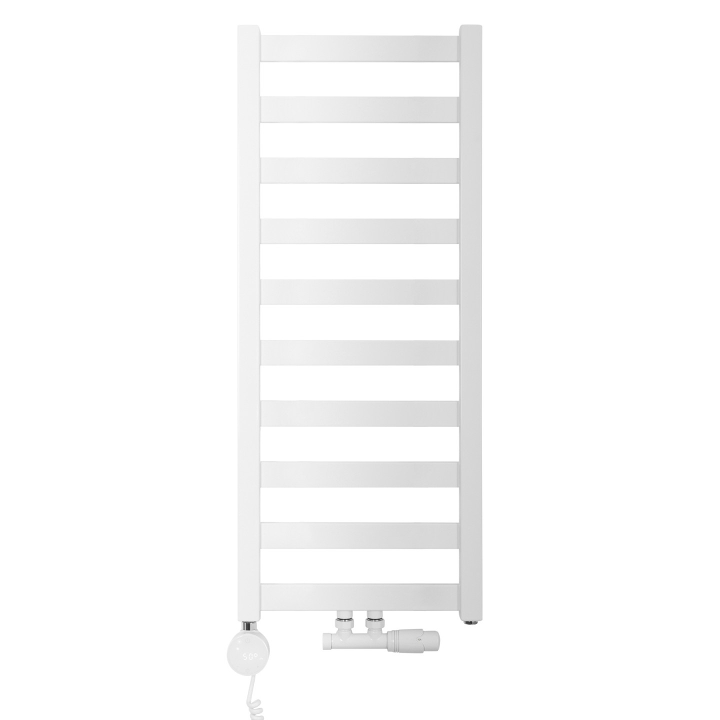 Grzejnik łazienkowy wodno-elektryczny Hati 972x400 biały 300W