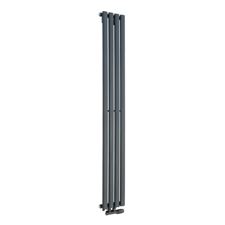 Grzejnik dekoracyjny Ultimate pojedynczy 160x24cm w kolorze antracytowym z zaworem zespolonym Multiflow prawym antracyt