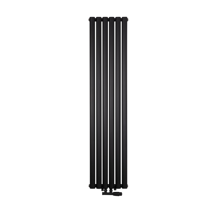 Grzejnik dekoracyjny Ultimate pojedynczy 160x36cm czarny matowy z zaworem zespolonym Multiflow prawym czarnym