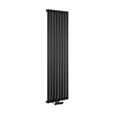 Grzejnik dekoracyjny Ultimate pojedynczy 160x48cm czarny matowy z zaworem zespolonym Multiflow prawym czarnym