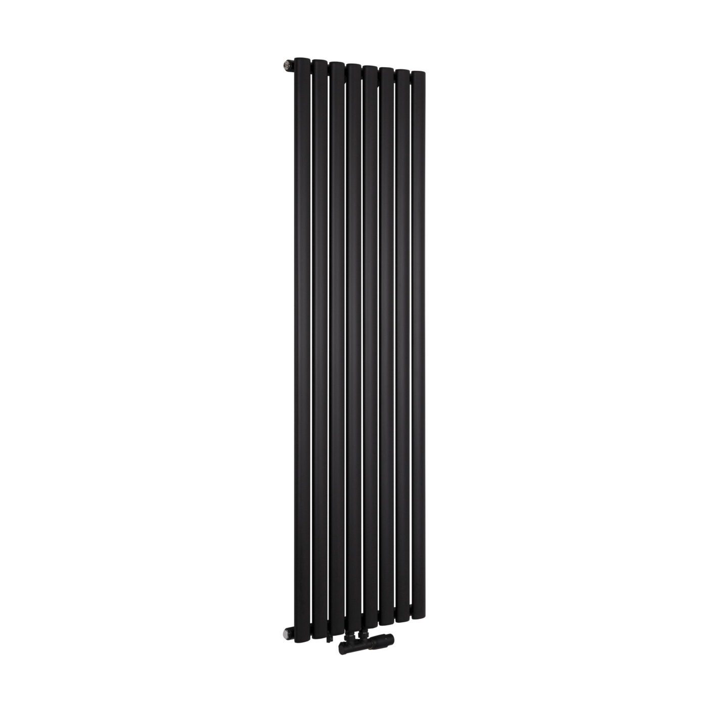 Grzejnik dekoracyjny Ultimate pojedynczy 160x48cm czarny matowy z zaworem zespolonym Multiflow prawym czarnym