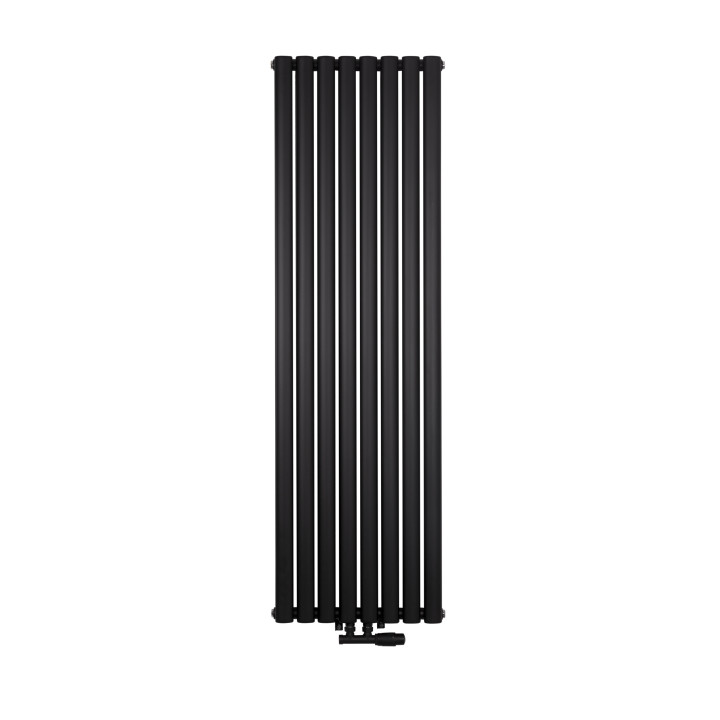 Grzejnik dekoracyjny Ultimate pojedynczy 160x48cm czarny matowy z zaworem zespolonym Multiflow prawym czarnym