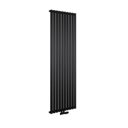 Grzejnik dekoracyjny Ultimate pojedynczy 180x60cm czarny matowy z zaworem zespolonym Multiflow  figura kątowa prawa, kolor czarny mat