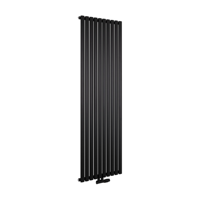 Grzejnik dekoracyjny Ultimate pojedynczy 180x60cm czarny matowy z zaworem zespolonym Multiflow  figura kątowa prawa, kolor czarn