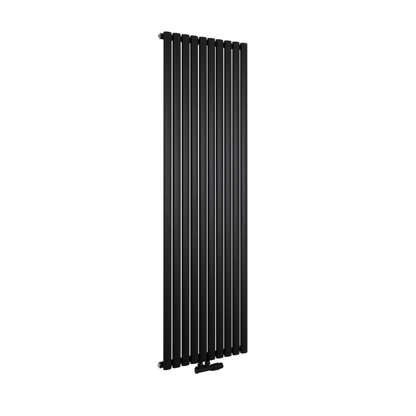Grzejnik dekoracyjny Ultimate pojedynczy 180x60cm czarny matowy z zaworem zespolonym Multiflow  figura kątowa prawa, kolor czarn