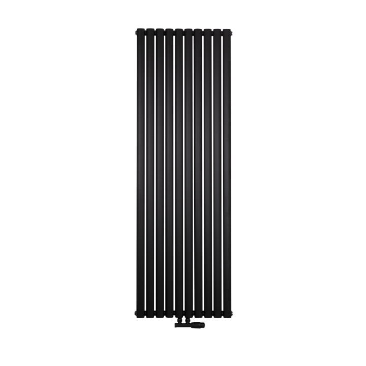 Grzejnik dekoracyjny Ultimate pojedynczy 180x60cm czarny matowy z zaworem zespolonym Multiflow prawym czarnym