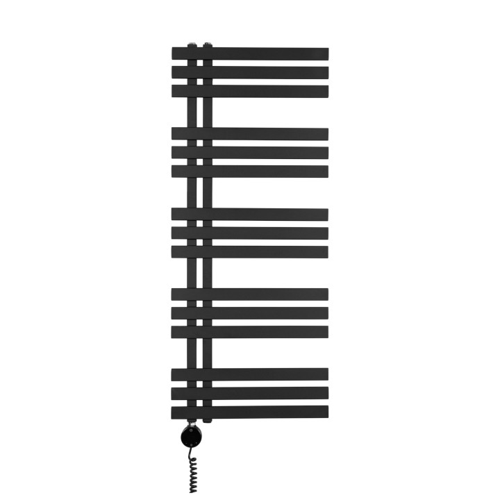 Grzejnik łazienkowy elektryczny Elche 1200x500 czarny 400W lewy