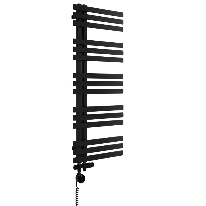 Grzejnik łazienkowy wodno-elektryczny Elche 1200x500 czarny 400W