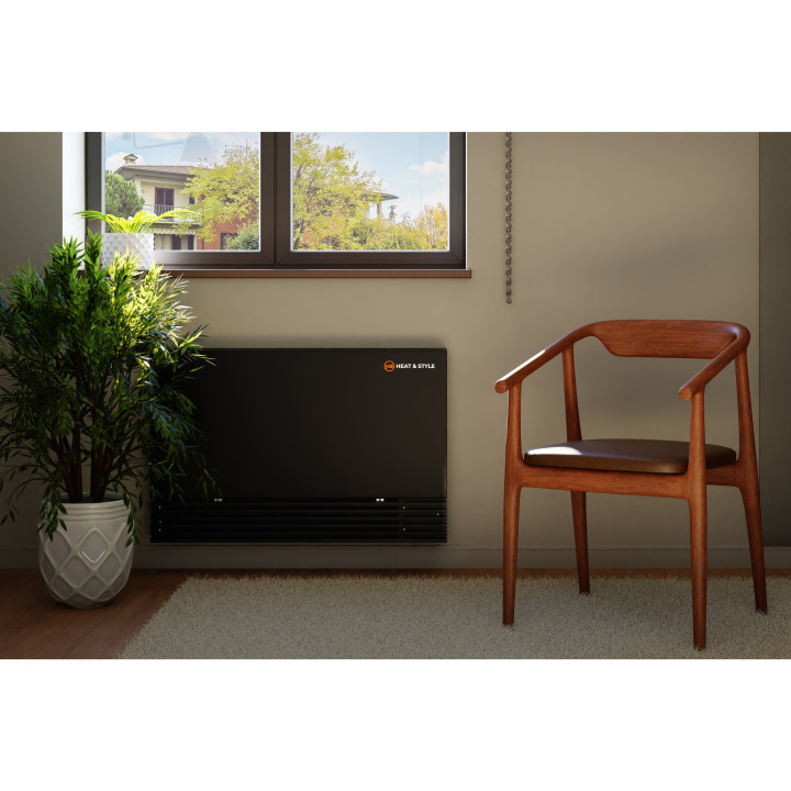 Klimakonwektor przypodłogowy Aria 580x894 czarny, prawy, do pompy ciepła