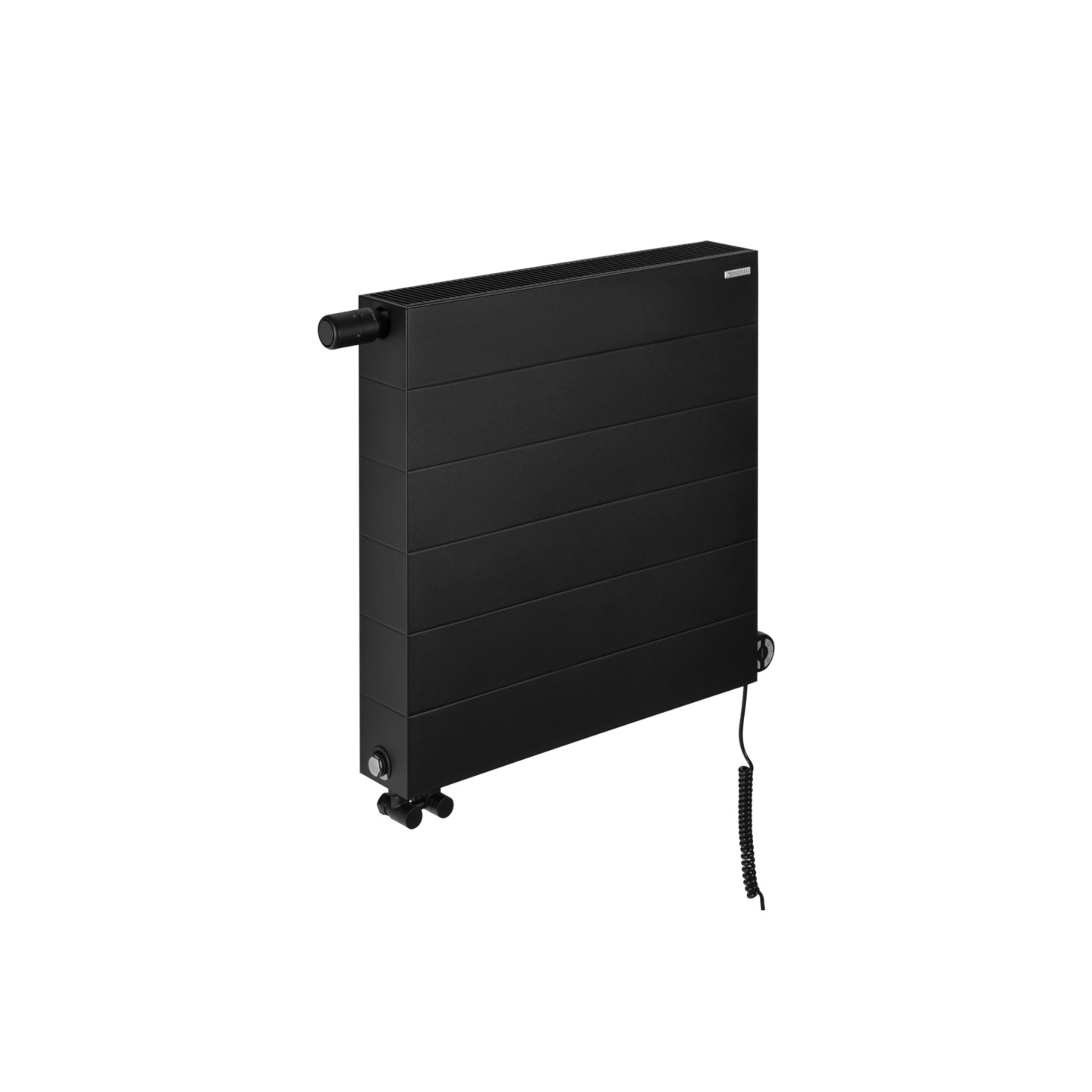Grzejnik dekoracyjny poziomy Space SPL22E 600x600 czarny lewy