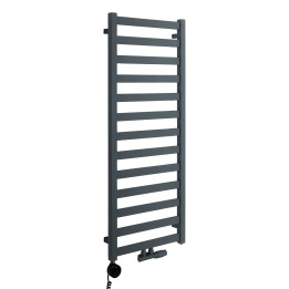Grzejnik łazienkowy wodno-elektryczny Hati 1272x500 grafit 600W, zawór Multiflow