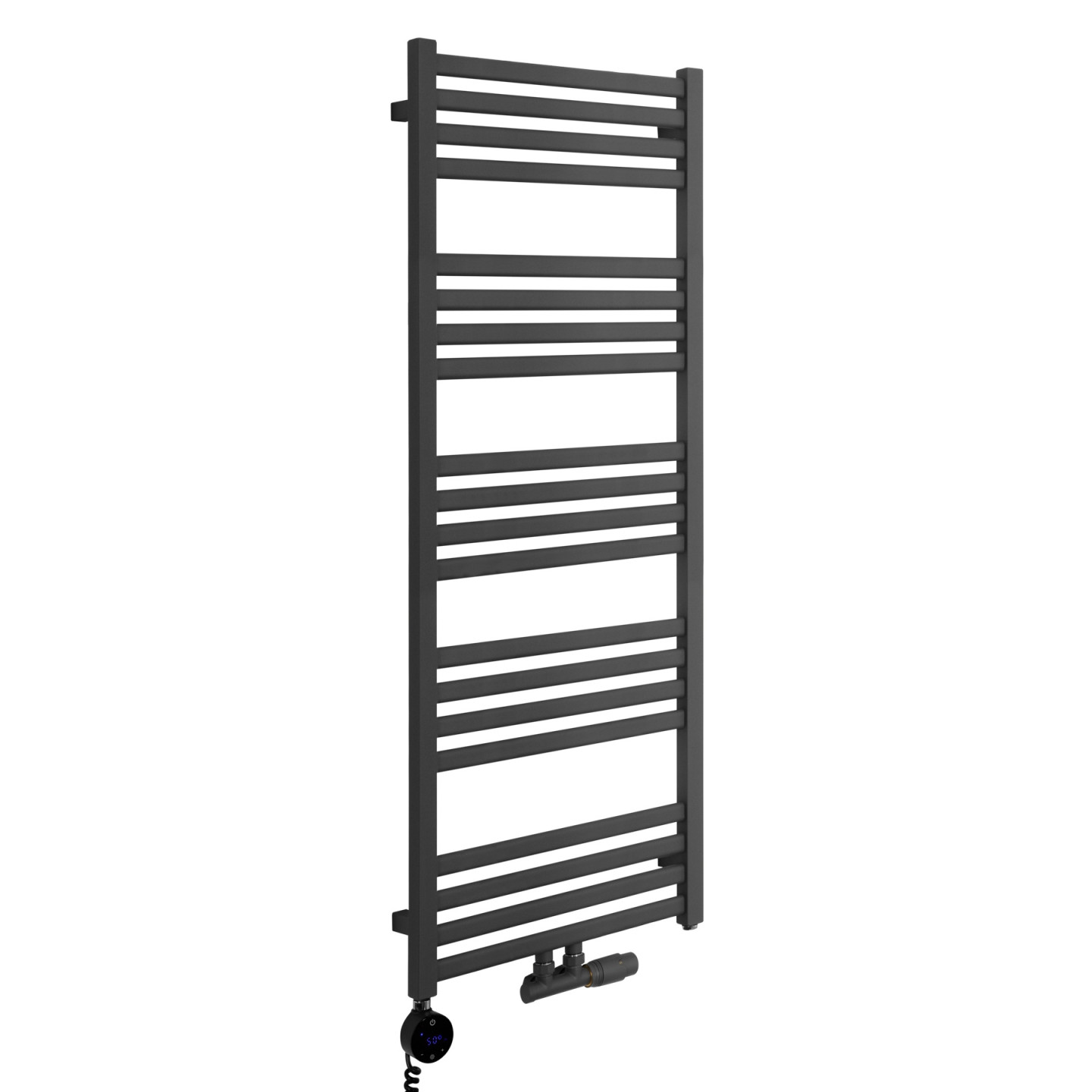 Grzejnik łazienkowy wodno-elektryczny Neso 1275x500 grafit 600W, zawór Multiflow NEW