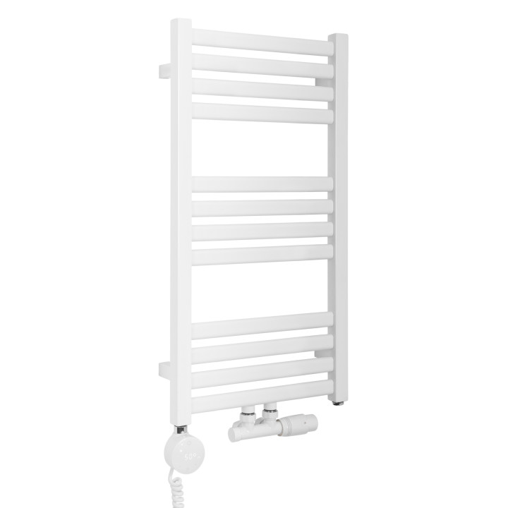Grzejnik łazienkowy wodno-elektryczny Neso 735x400 biały 300W, zawór Multiflow NEW