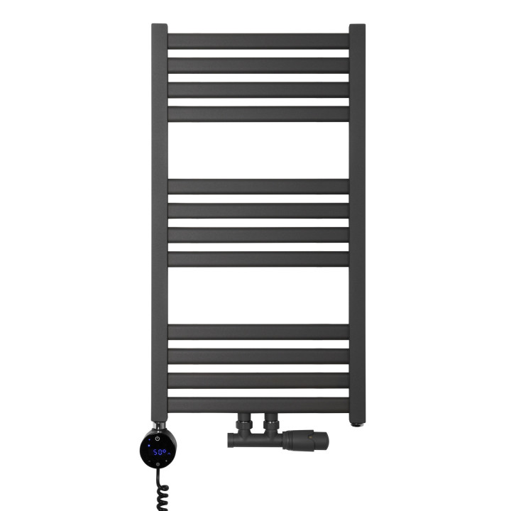 Grzejnik łazienkowy wodno-elektryczny Neso 735x400 grafit 300W, zawór Multiflow NEW