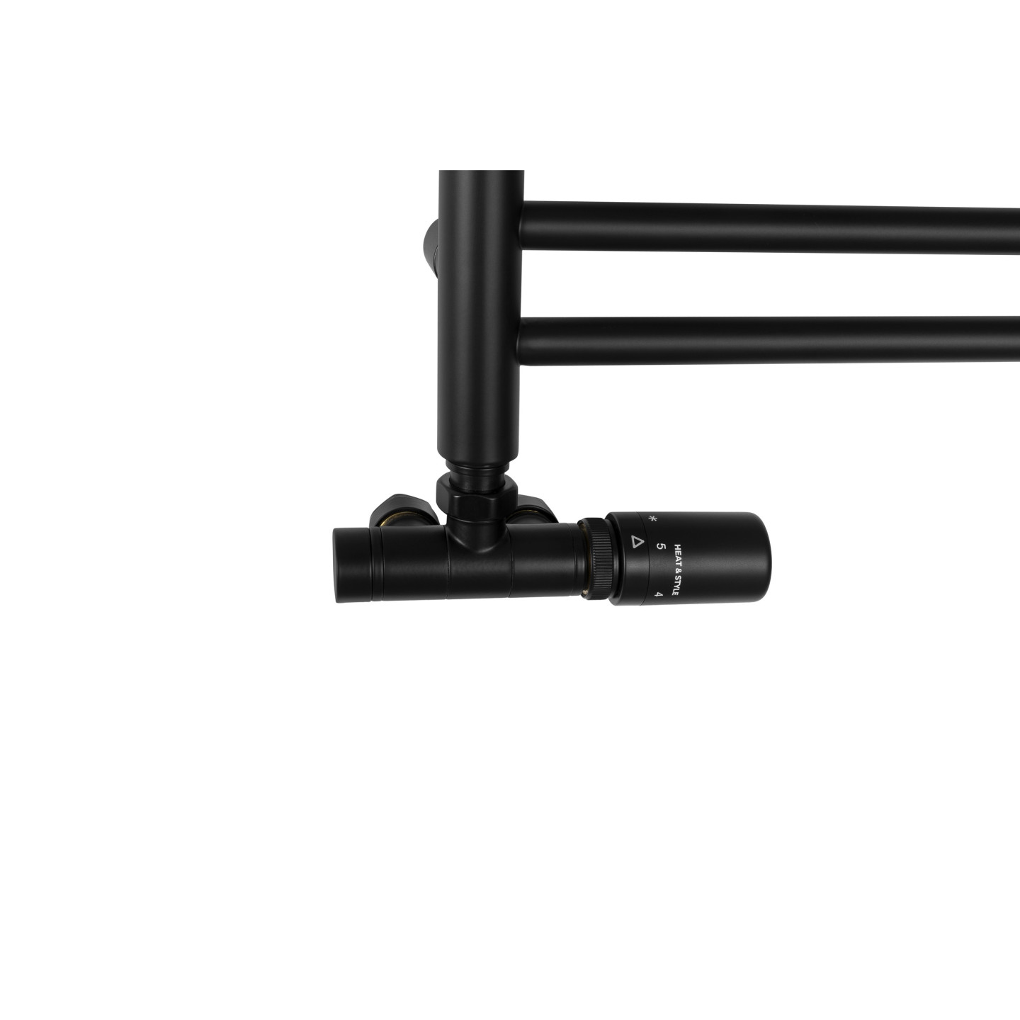 Grzejnik łazienkowy wodno-elektryczny Noemi 900x400 czarny SINGLE PIPE VALVE + TANGO