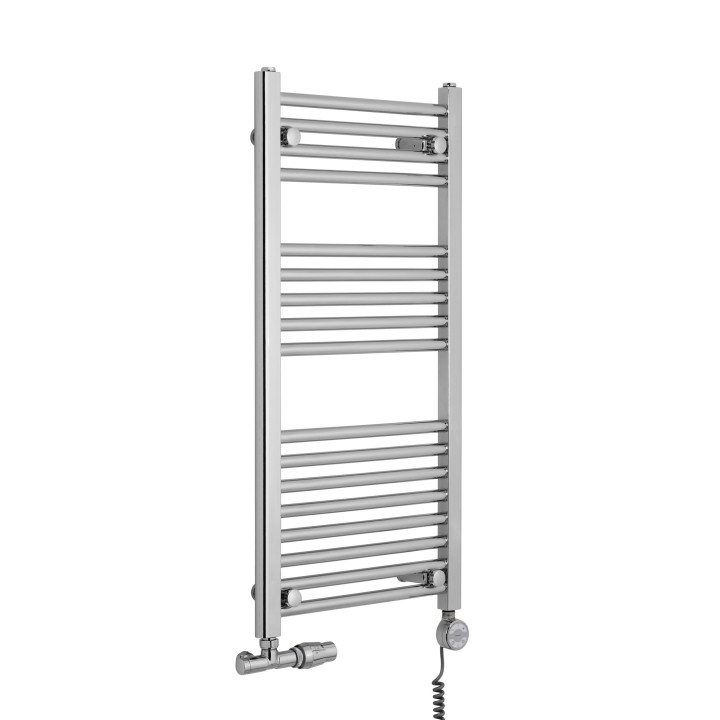 	Grzejnik chromowany łazienkowy Constans o wymiarach 90x45cm z podłączeniem dolnym o rozstawie 400mm wraz z zaworem zespolonym -