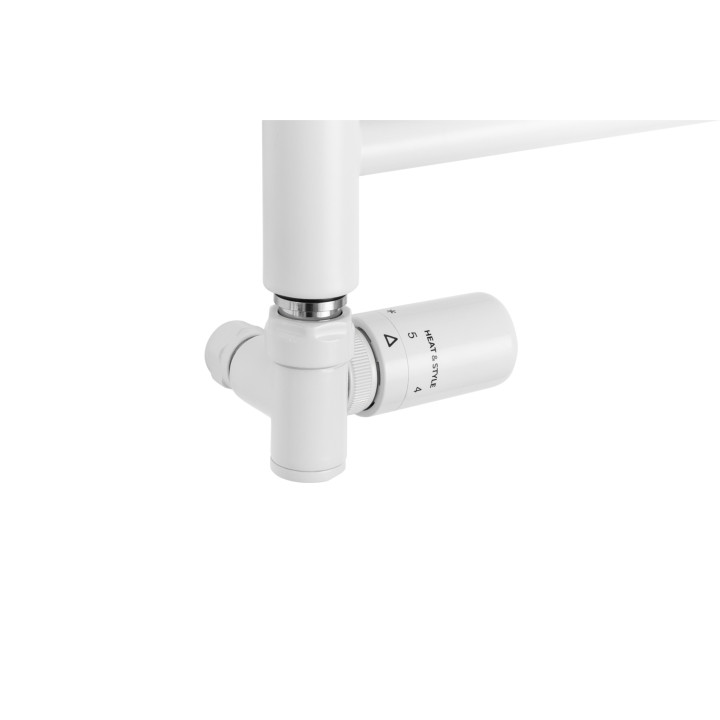 Grzejnik łazienkowy wodno-elektryczny Noemi 585x300 biały mat HYBRID VALVE NEW + SAMBA