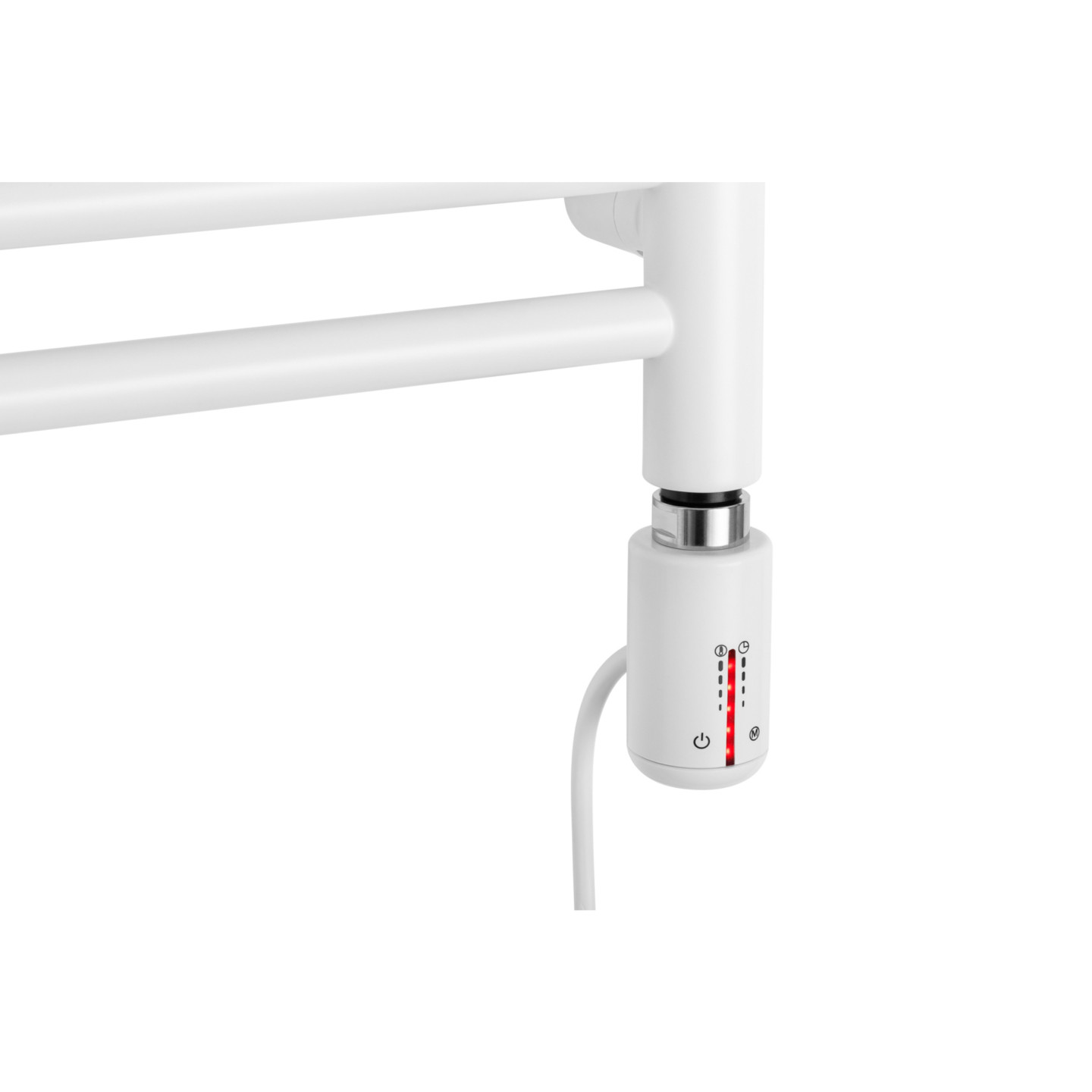 Grzejnik łazienkowy wodno-elektryczny Noemi 585x400 biały mat SINGLE PIPE VALVE + TANGO