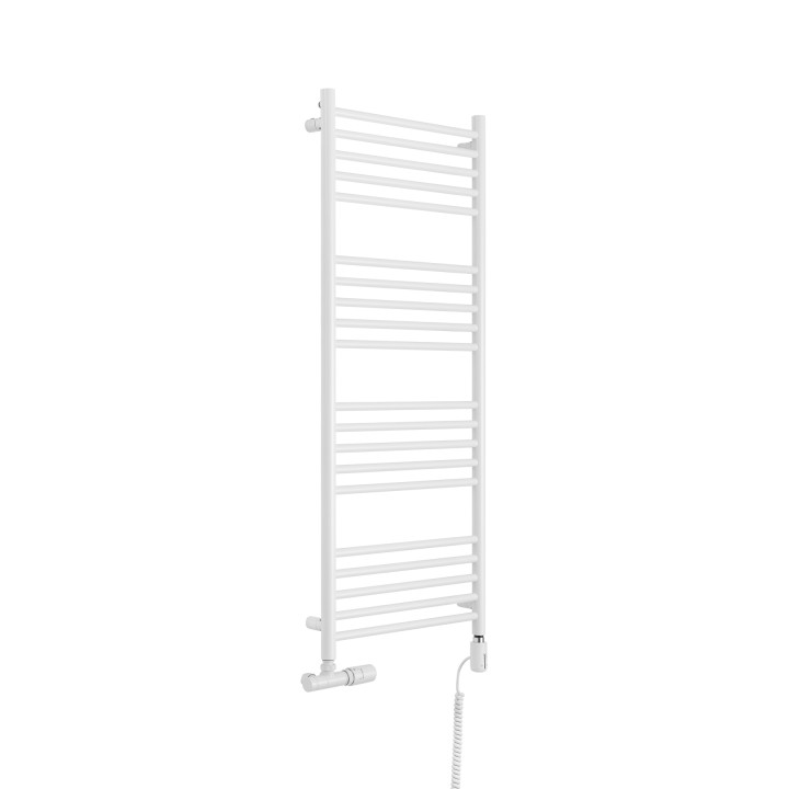 Grzejnik łazienkowy wodno-elektryczny Noemi 1215x500 biały mat SINGLE PIPE VALVE + TANGO