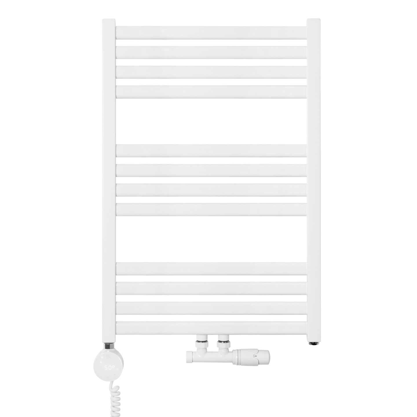 Grzejnik łazienkowy wodno-elektryczny Neso 735x500 biały 300W, zawór Multiflow NEW