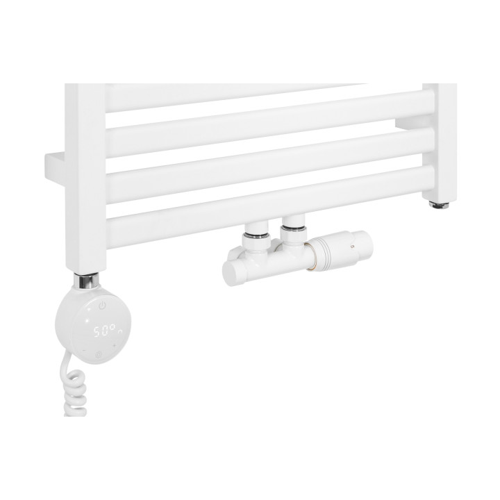 Grzejnik łazienkowy wodno-elektryczny Neso 735x500 biały 300W, zawór Multiflow NEW