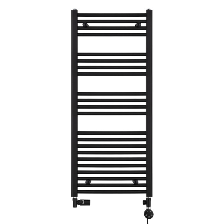 Grzejnik łazienkowy wodno-elektryczny Constans 1140x500 czarny 600W