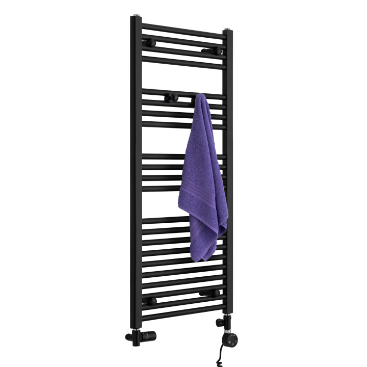 Grzejnik łazienkowy wodno-elektryczny Constans 1140x500 czarny 600W