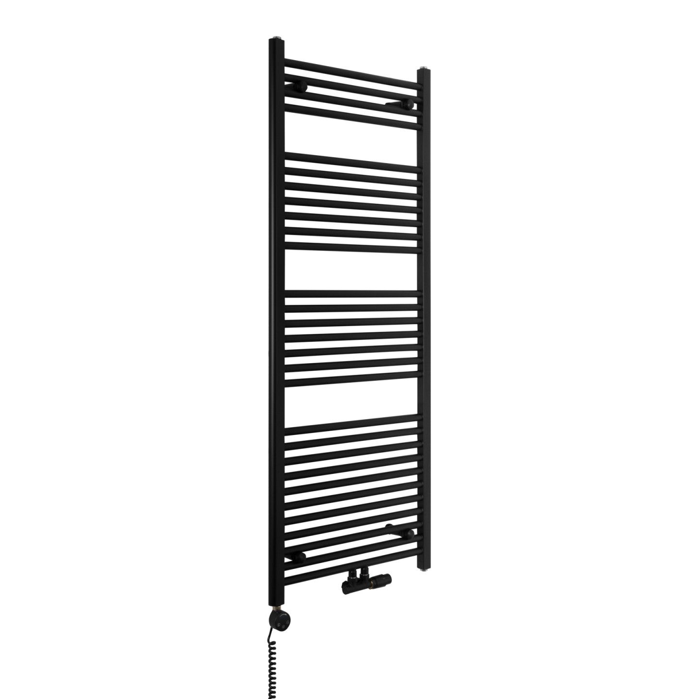 Grzejnik łazienkowy wodno-elektryczny Constans 1500x600 D50 czarny 600W, zawór Multiflow