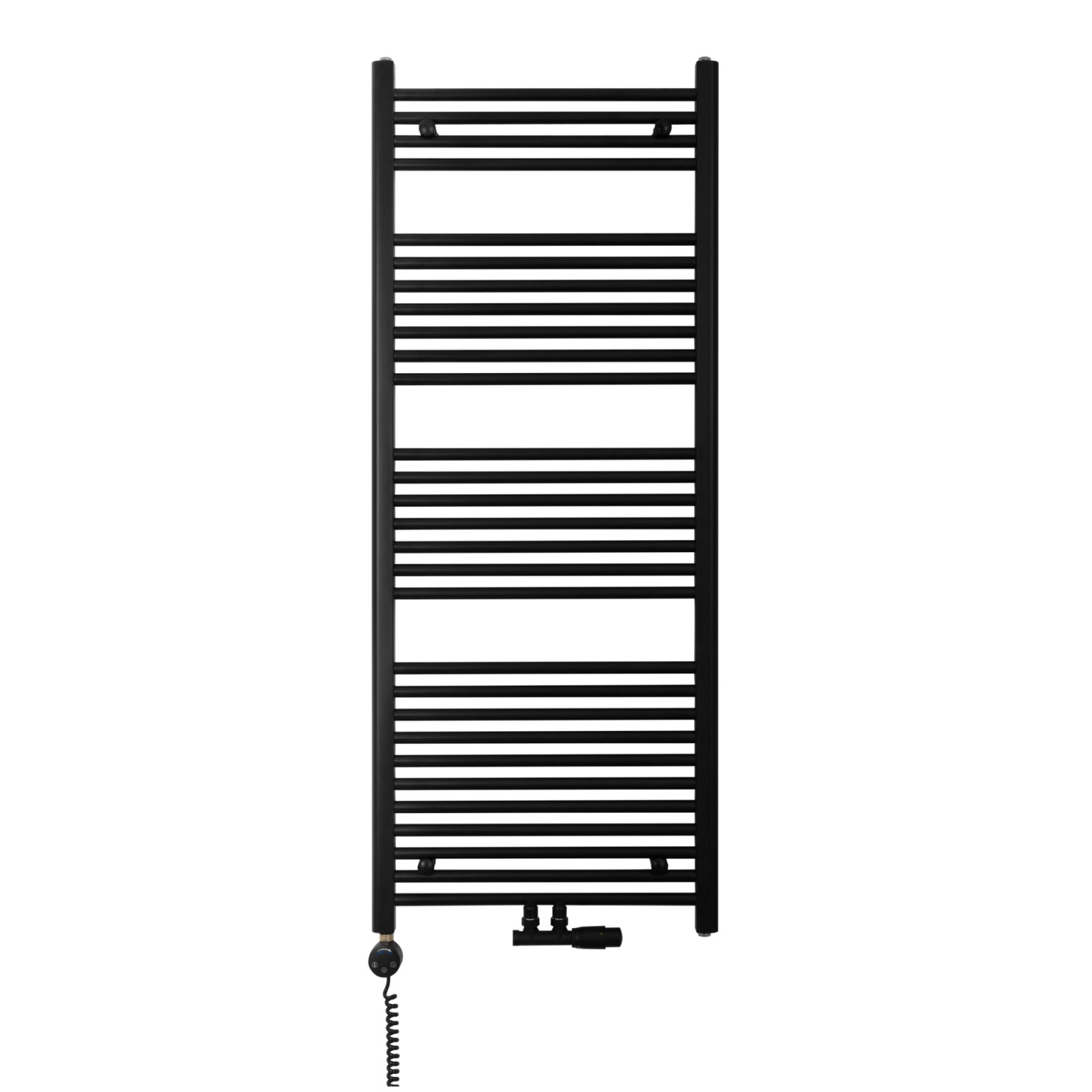 Grzejnik łazienkowy wodno-elektryczny Constans 1500x600 D50 czarny 600W, zawór Multiflow
