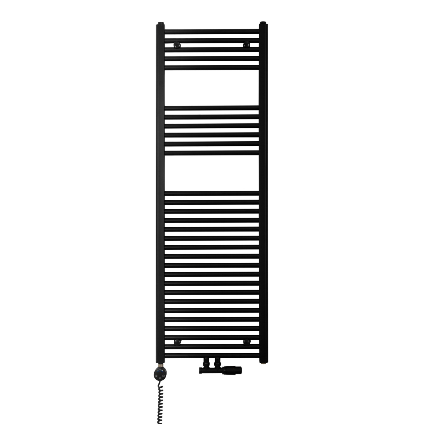 Grzejnik łazienkowy wodno-elektryczny Constans 1500x500 D50 czarny 600W, zawór Multiflow