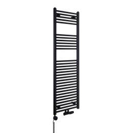 Grzejnik łazienkowy wodno-elektryczny Constans 1500x500 D50 czarny 600W, zawór Multiflow