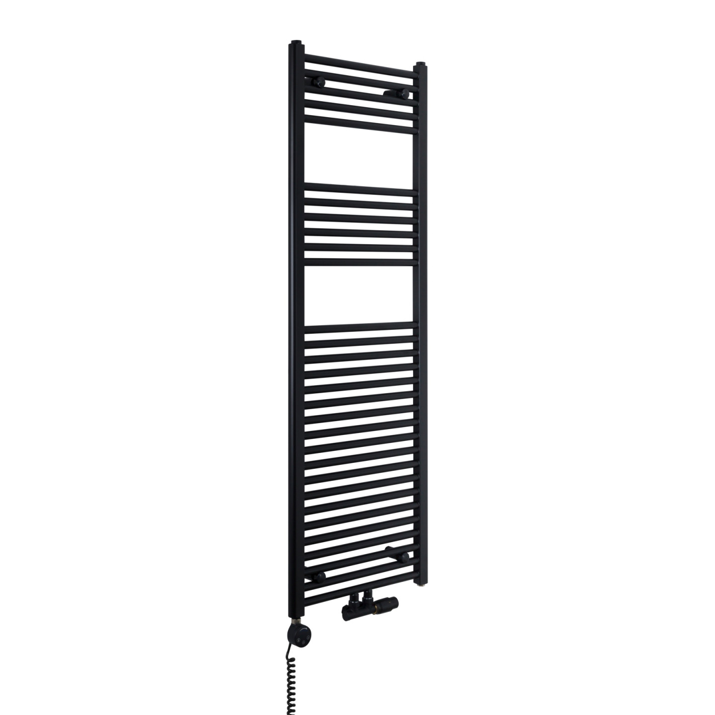 Grzejnik łazienkowy wodno-elektryczny Constans 1500x500 D50 czarny 600W, zawór Multiflow