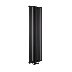 Grzejnik dekoracyjny Ultimate pojedynczy 160x48cm czarny matowy z zaworem zespolonym Multiflow prawym czarnym