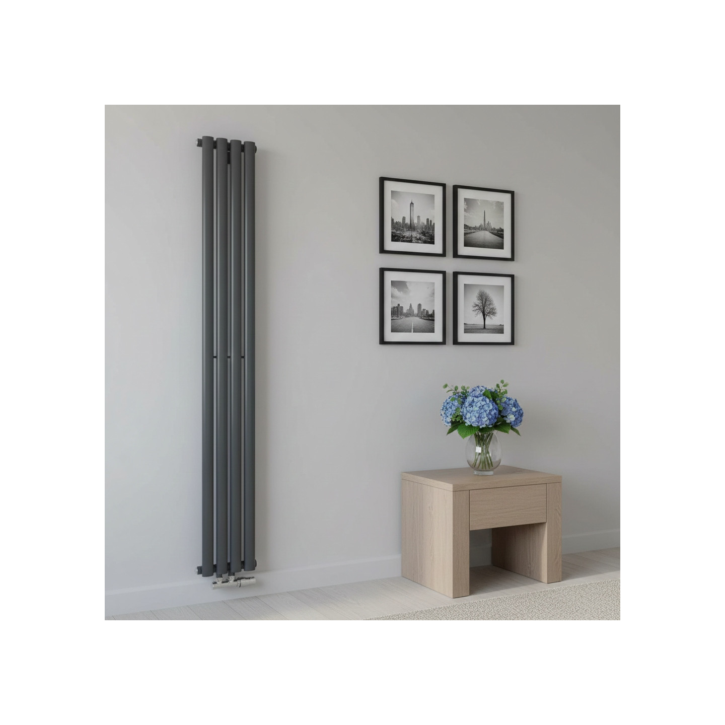 Grzejnik dekoracyjny Ultimate UT1E-1600x240-D50-G grafit struktura