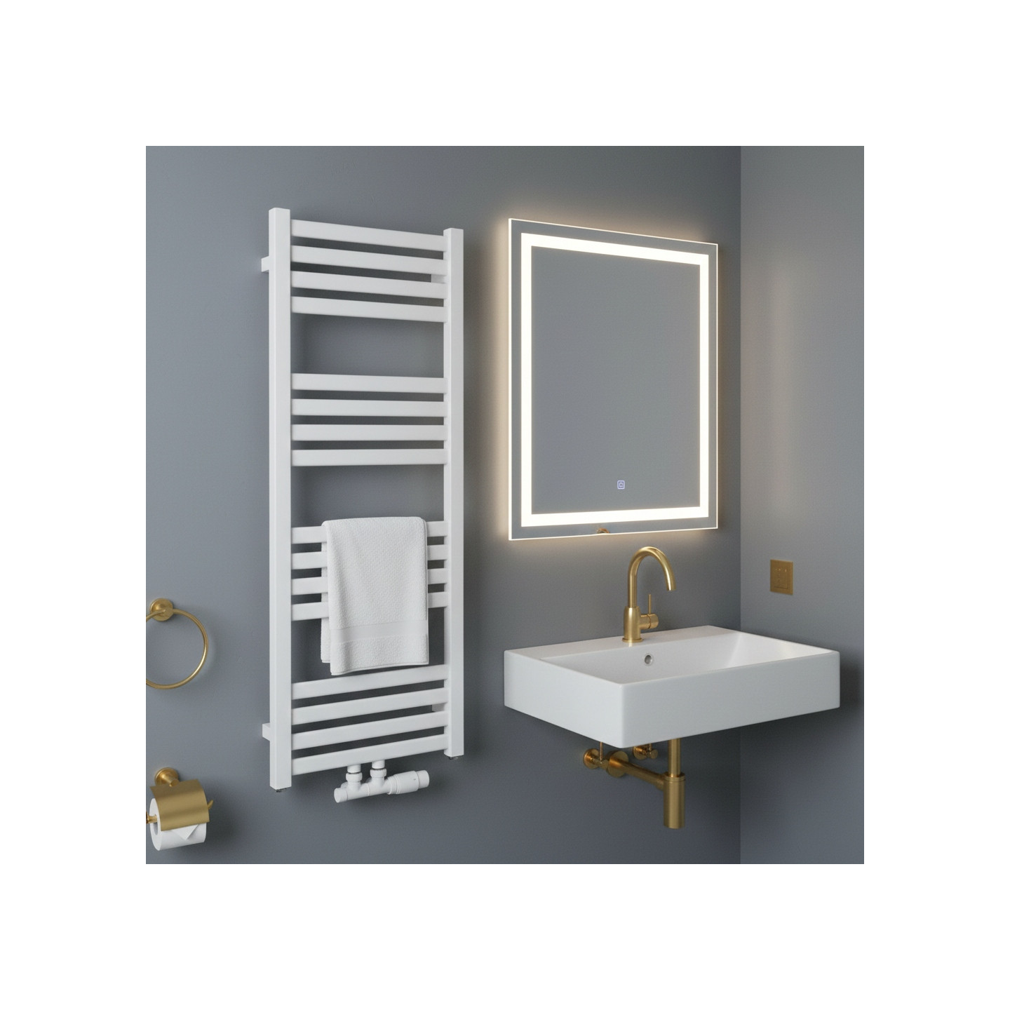 Grzejnik łazienkowy Neso NS-1005x400-D50-W biały