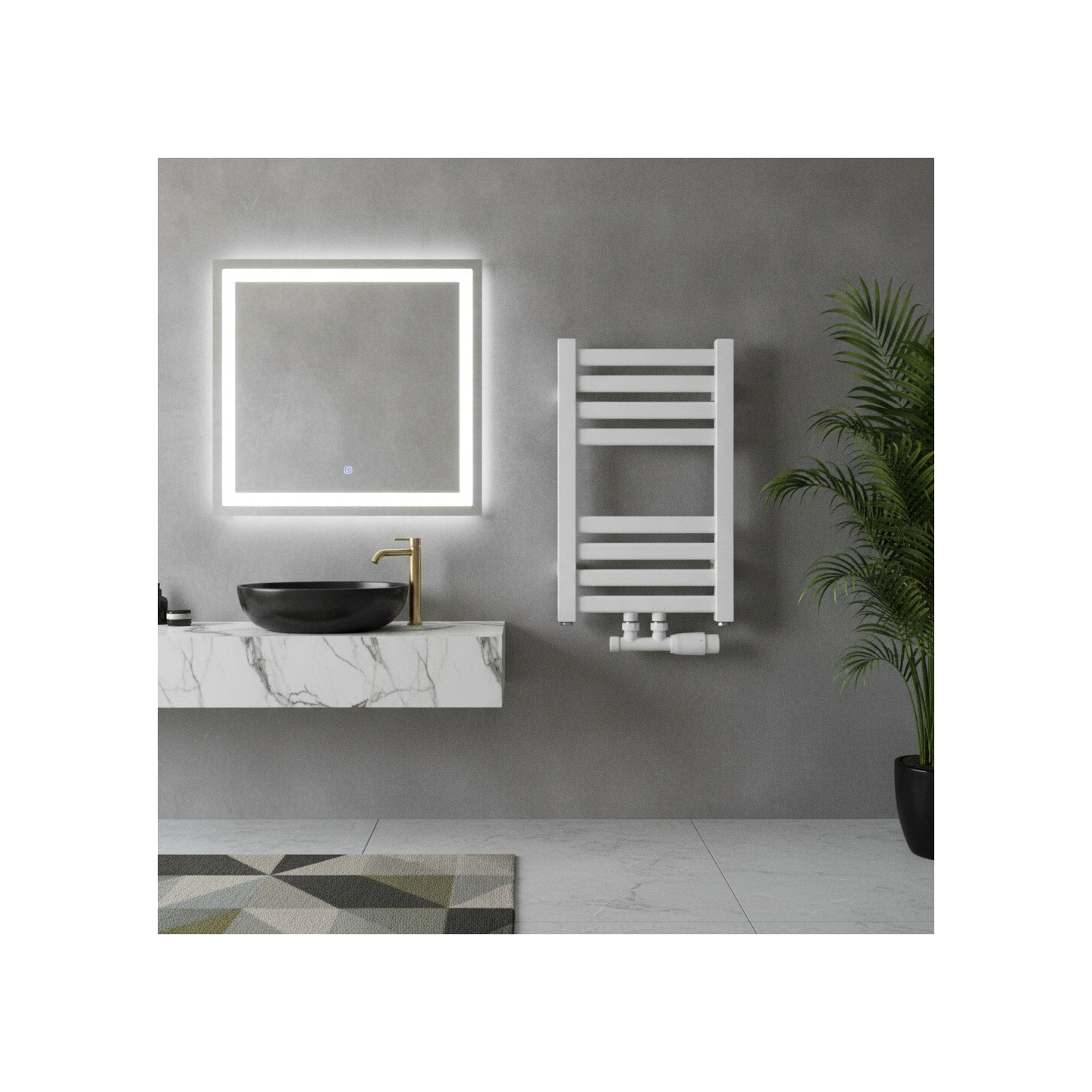 Grzejnik łazienkowy Neso NS-480x300-D50-W biały