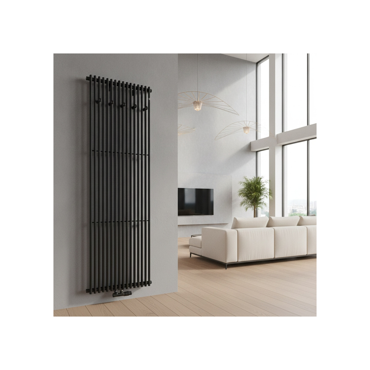 Grzejnik dekoracyjny pionowy Matrix 1 1800x660  D50 czarny mat