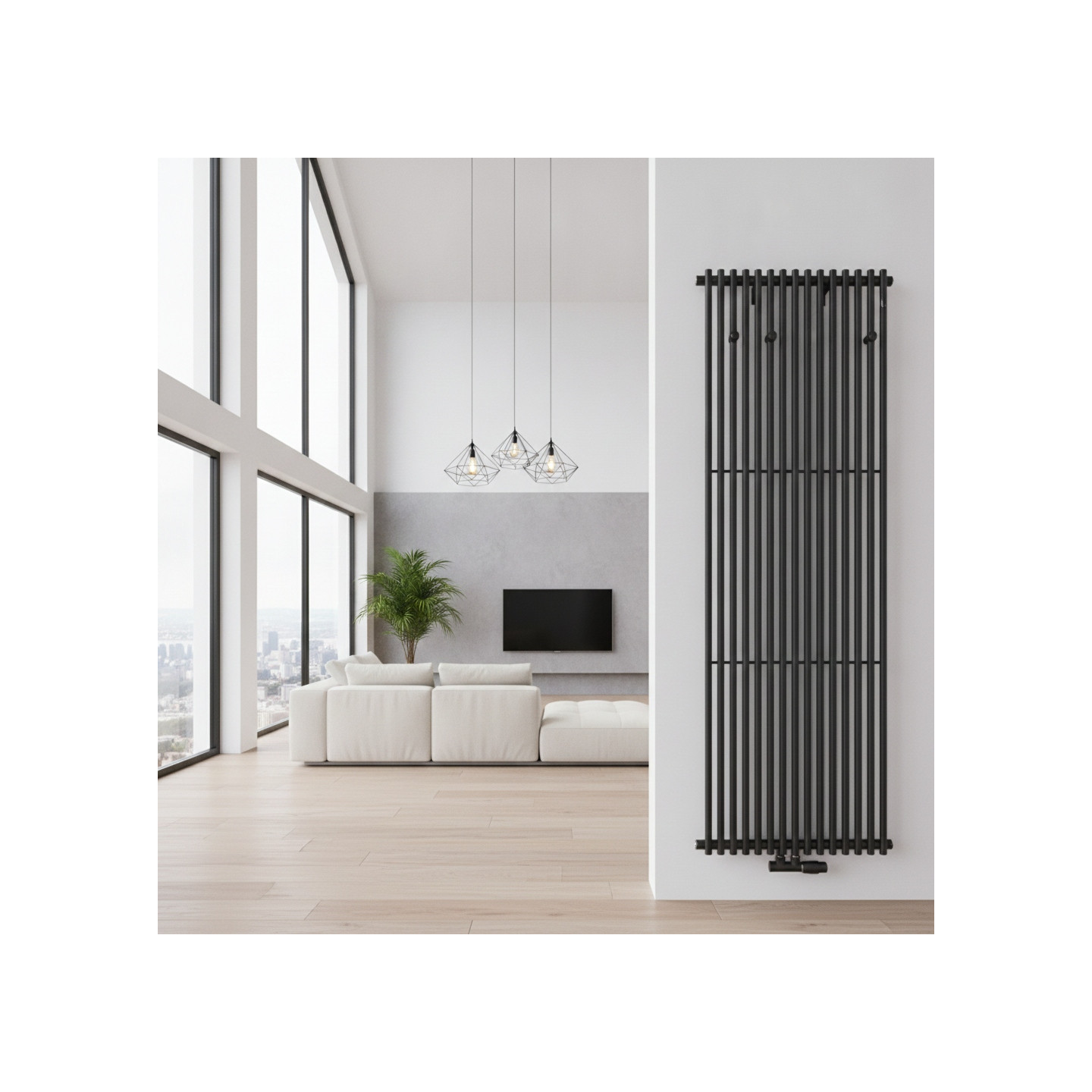 Grzejnik dekoracyjny pionowy Matrix 1 1800x660  D50 czarny mat