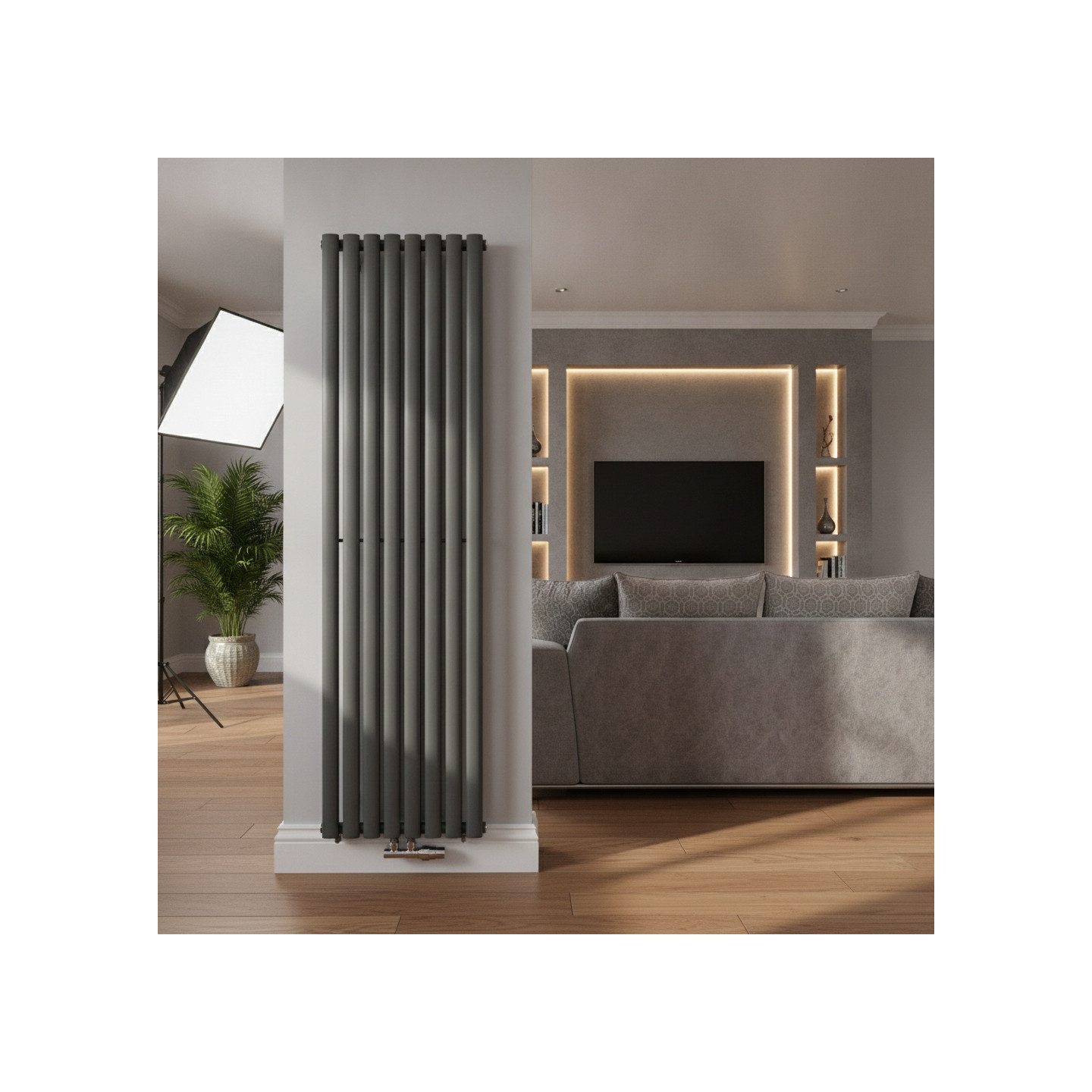 Grzejnik dekoracyjny Ultimate UT1E-1600x480-D50-G grafit struktura