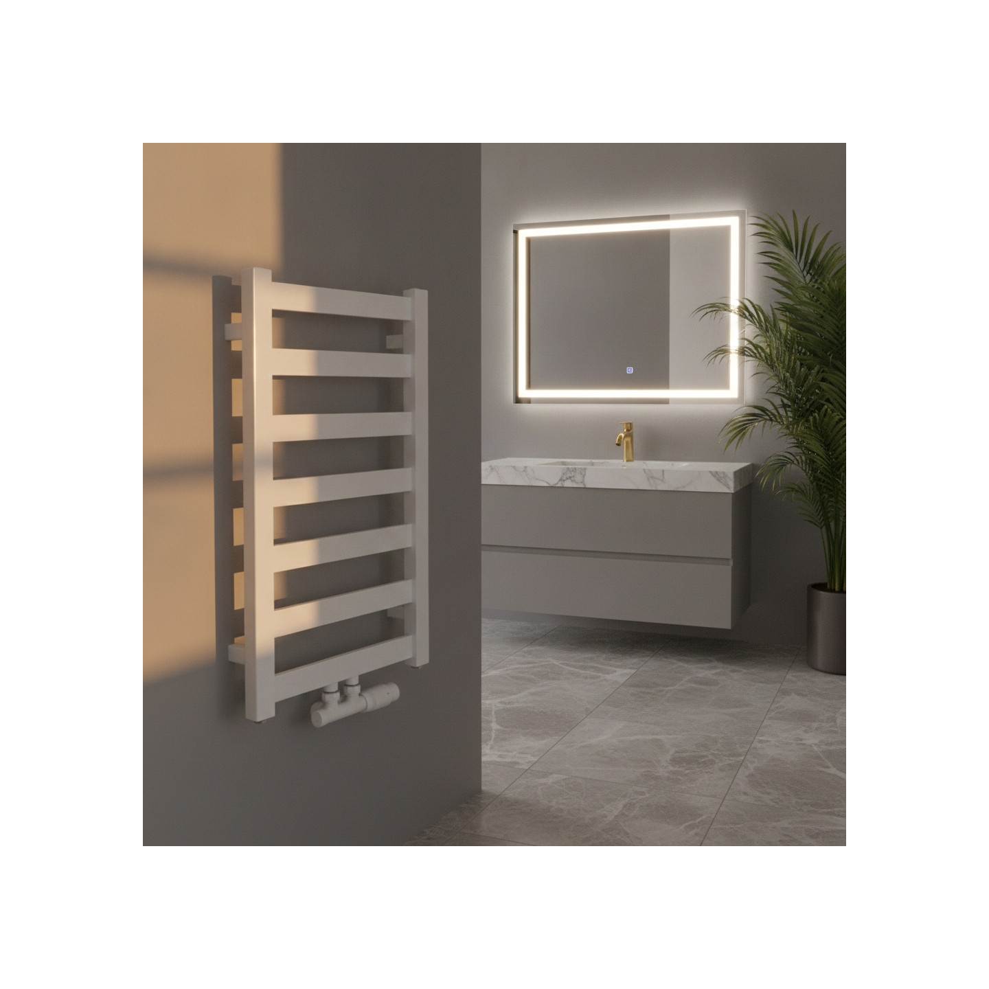 Grzejnik łazienkowy Hati HT-672x400-D50-W biały