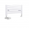Grzejnik łazienkowy drabinkowy Constans o szerokości 60cm w kolorze białym błyszczącym z podłączeniem dolnym o rozstawie 550mm. Zamontowany chromowany zestaw termostatyczny Vision firmy Vario Term, figura osiowa lewa. Grzejnik łazienkowy drabinkowy Constans o szerokości 60cm w kolorze białym błyszczącym z podłączeniem dolnym o rozstawie 550mm. Zamontowany chromowany zestaw termostatyczny Vision firmy Vario Term, figura osiowa lewa.
