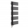Grzejnik łazienkowy Elche 120x50cm czarny z zestawem termostatycznym Integra chrom figura kątowa prawa oraz z grzałką Terma Moa chrom