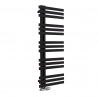 Grzejnik łazienkowy Elche 145x50cm czarny z zaworem zespolonym Twins w chromie figura kątowa prawa