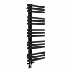Grzejnik łazienkowy Elche 120x50cm czarny z czarnym zestawem termostatycznym Integra figura kątowa prawa oraz z grzałką Terma Moa