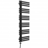 Grzejnik łazienkowy Elche 145x50cm czarny z zestawem trójników Integra czarna oraz z grzałką Terma Moa czarna
