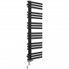 Grzejnik łazienkowy Elche 145x50cm czarny z zestawem termostatycznym Integra chrom figura kątowa prawa oraz z grzałką Terma Moa chrom