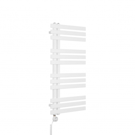 Grzejnik łazienkowy dekoracyjny Elche biały o wymiarach 94x50cm z grzałḱą Terma Moa białą