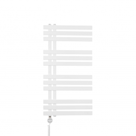 Grzejnik łazienkowy dekoracyjny Elche biały o wymiarach 94x50cm z grzałką Terma Moa białą